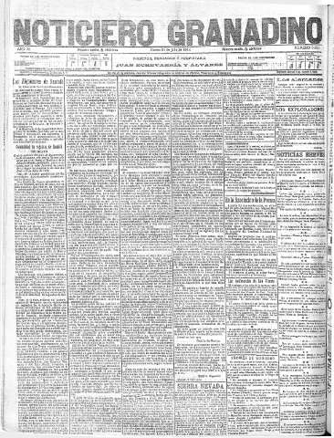 'Noticiero Granadino' - Año XI Número 3621  - 1914 Julio 21