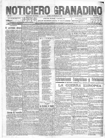 'Noticiero Granadino' - Año XI Número 3675  - 1914 Septiembre 11