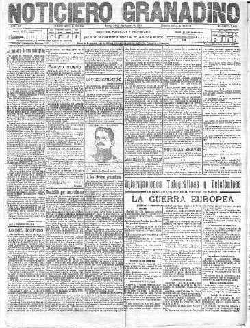 'Noticiero Granadino' - Año XI Número 3688  - 1914 Septiembre 24