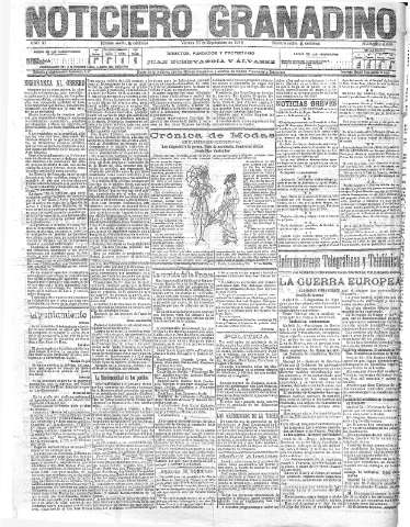 'Noticiero Granadino' - Año XI Número 3689  - 1914 Septiembre 25
