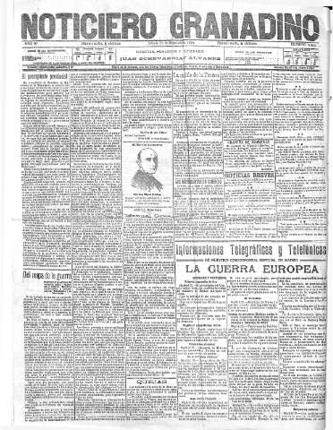 'Noticiero Granadino' - Año XI Número 3691  - 1914 Septiembre 26