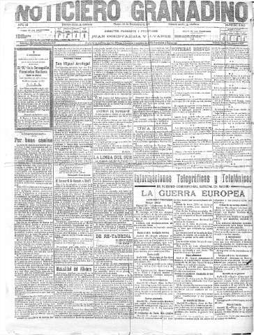 'Noticiero Granadino' - Año XI Número 3693  - 1914 Septiembre 29