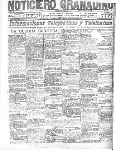 'Noticiero Granadino' - Año XI Número 3699  - 1914 Octubre 05
