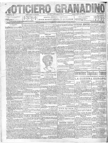 'Noticiero Granadino' - Año XI Número 3712  - 1914 Octubre 18
