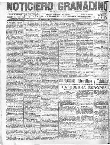 'Noticiero Granadino' - Año XI Número 3718  - 1914 Octubre 24