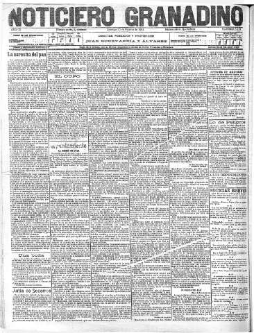 'Noticiero Granadino' - Año XI Número 3719  - 1914 Octubre 25