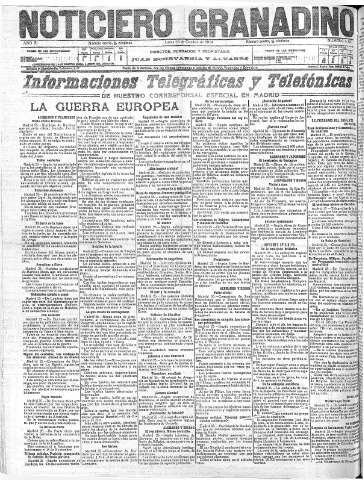 'Noticiero Granadino' - Año XI Número 3720  - 1914 Octubre 26