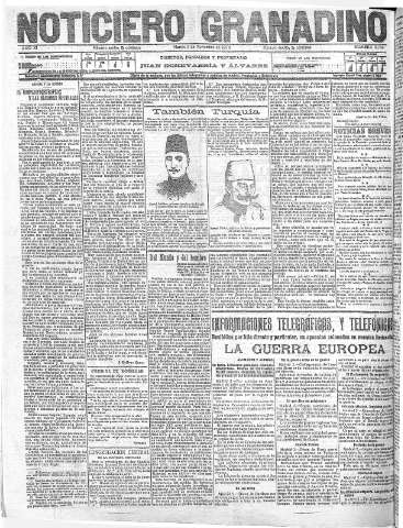 'Noticiero Granadino' - Año XI Número 3728  - 1914 Noviembre 03