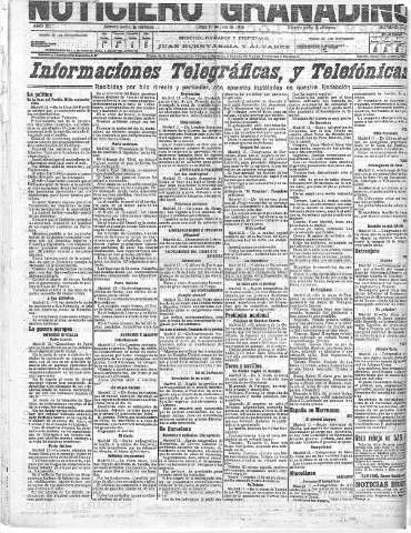 'Noticiero Granadino' - Año XII Número 4076  - 1915 Julio 12
