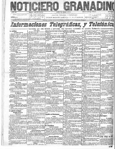 'Noticiero Granadino' - Año XII Número 4104  - 1915 Agosto 09