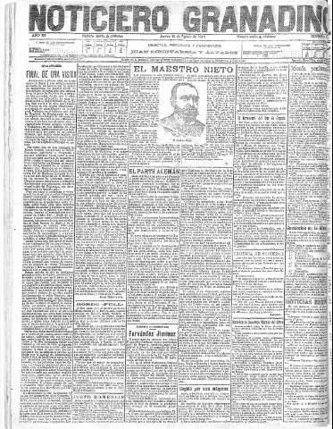 'Noticiero Granadino' - Año XII Número 4107  - 1915 Agosto 12