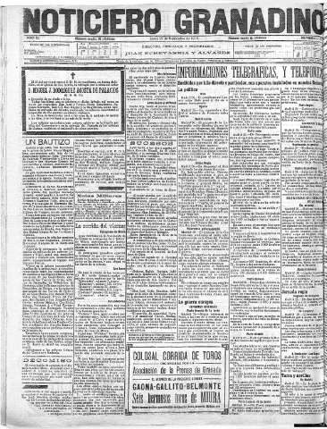 'Noticiero Granadino' - Año XI Número 4153  - 1915 Septiembre 27