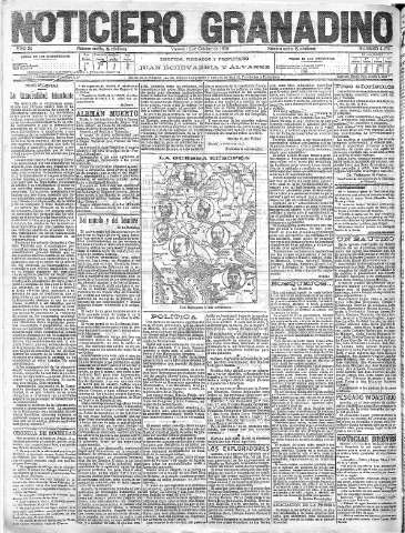 'Noticiero Granadino' - Año XI Número 4170  - 1915 Octubre 15