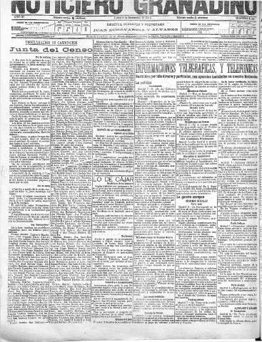 'Noticiero Granadino' - Año XI Número 4195  - 1915 Noviembre 08