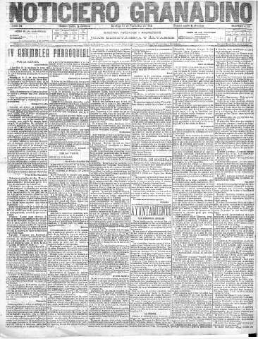 'Noticiero Granadino' - Año XI Número 4208  - 1915 Noviembre 21