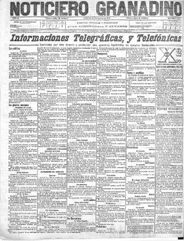 'Noticiero Granadino' - Año XI Número 4209  - 1915 Noviembre 22