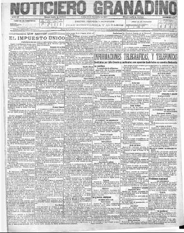 'Noticiero Granadino' - Año XI Número 4216  - 1915 Noviembre 29