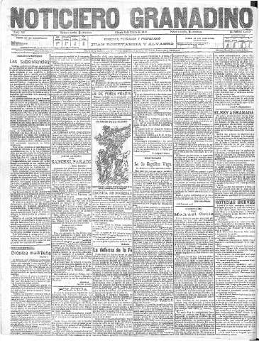 'Noticiero Granadino' - Año XII Número 4255  - 1916 Enero 08