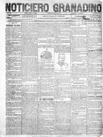 'Noticiero Granadino' - Año XIV Número 4605  - 1917 Enero 12