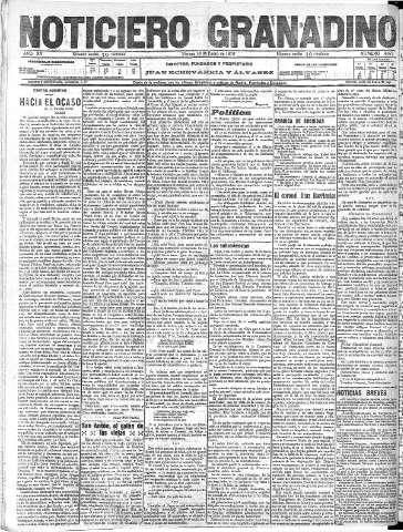 'Noticiero Granadino' - Año XV Número 4972  - 1918 Enero 18