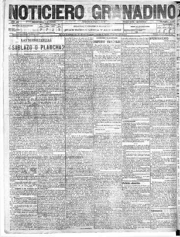 'Noticiero Granadino' - Año XV Número 4980  - 1918 Enero 26