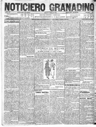 'Noticiero Granadino' - Año XV Número 4982  - 1918 Enero 28