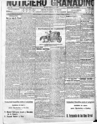 'Noticiero Granadino' - Año XV Número 4997  - 1918 Febrero 13