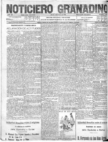 'Noticiero Granadino' - Año XV Número 5004  - 1918 Febrero 19
