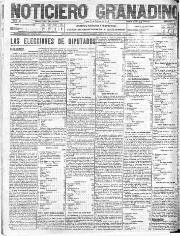 'Noticiero Granadino' - Año XV Número 5010  - 1918 Febrero 25
