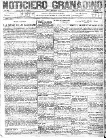 'Noticiero Granadino' - Año XV Número 5292  - 1918 Diciembre 07