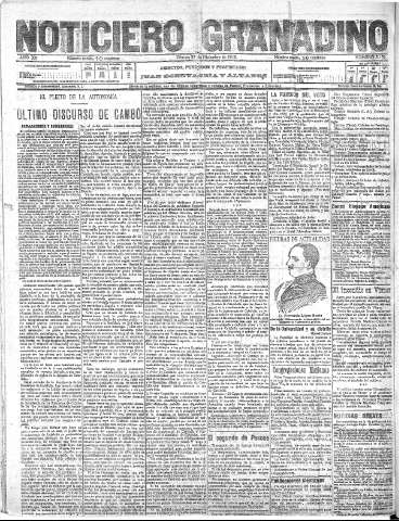 'Noticiero Granadino' - Año XV Número 5312  - 1918 Diciembre 27