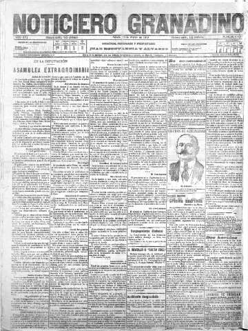 'Noticiero Granadino' - Año XVI Número 5402  - 1919 Marzo 29