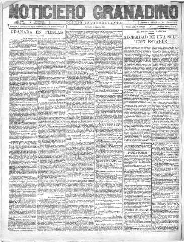 'Noticiero Granadino' - Año XVIII Número 5829  - 1921 Mayo 31