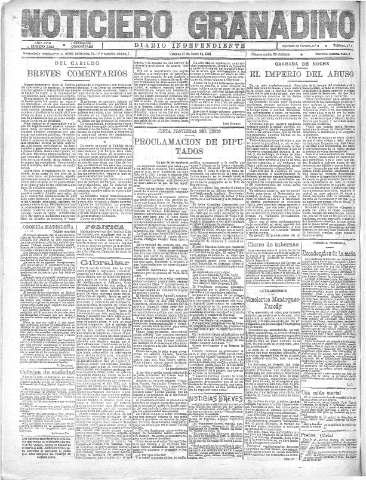 'Noticiero Granadino' - Año XVIII Número 5844  - 1921 Junio 17