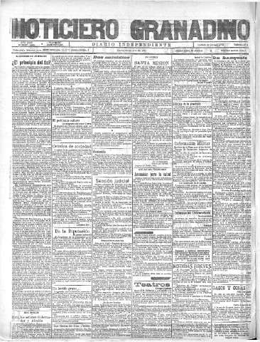 'Noticiero Granadino' - Año XVIII Número 5853  - 1921 Junio 28