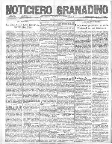 'Noticiero Granadino' - Año XVIII Número 5943  - 1921 Octubre 12