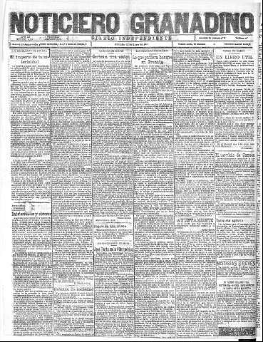 'Noticiero Granadino' - Año XX Número 6324  - 1923 Enero 10