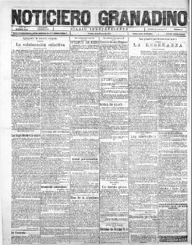 'Noticiero Granadino' - Año XX Número 6327  - 1923 Enero 13