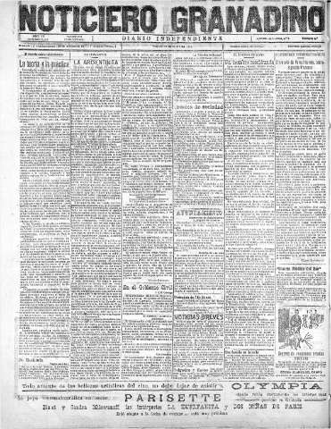 'Noticiero Granadino' - Año XX Número 6333  - 1923 Enero 20