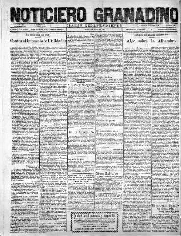 'Noticiero Granadino' - Año XX Número 6368  - 1923 Marzo 02