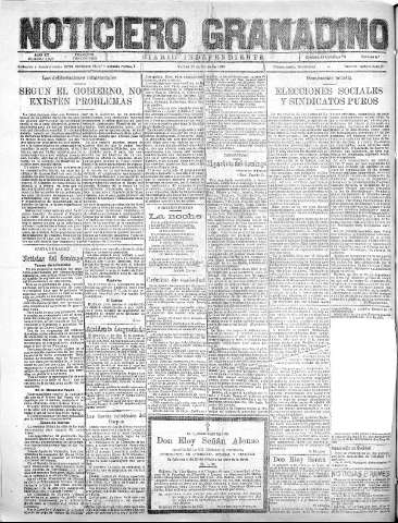 'Noticiero Granadino' - Año XX Número 6383  - 1923 Marzo 20