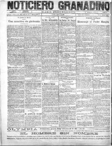 'Noticiero Granadino' - Año XX Número 6397  - 1923 Abril 06