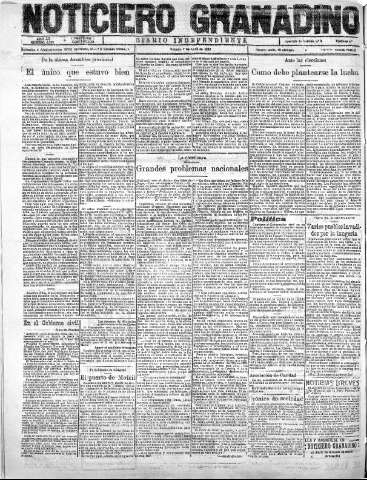 'Noticiero Granadino' - Año XX Número 6398  - 1923 Abril 07