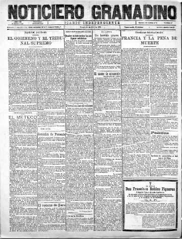 'Noticiero Granadino' - Año XX Número 6416  - 1923 Abril 28