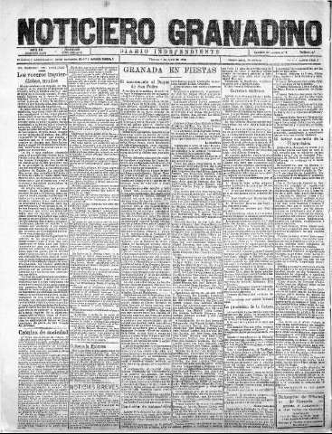 'Noticiero Granadino' - Año XX Número 6449  - 1923 Junio 08