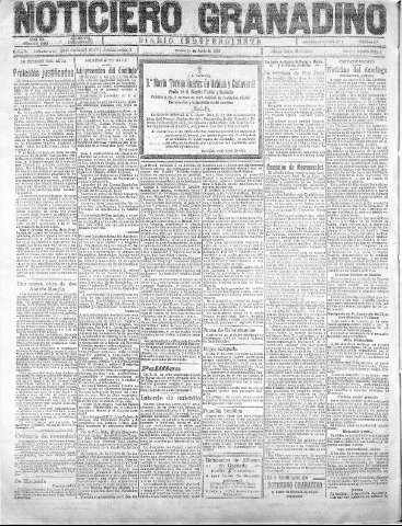 'Noticiero Granadino' - Año XX Número 6458  - 1923 Junio 19