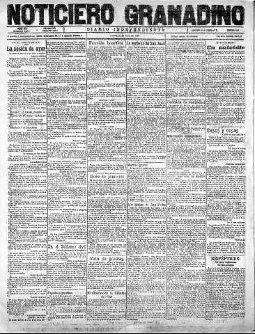 'Noticiero Granadino' - Año XX Número 6460  - 1923 Junio 21