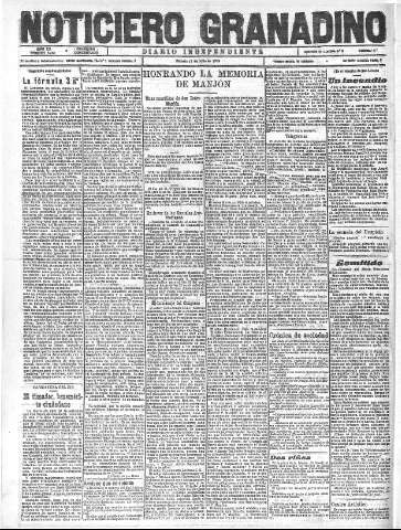 'Noticiero Granadino' - Año XX Número 6480  - 1923 Julio 14