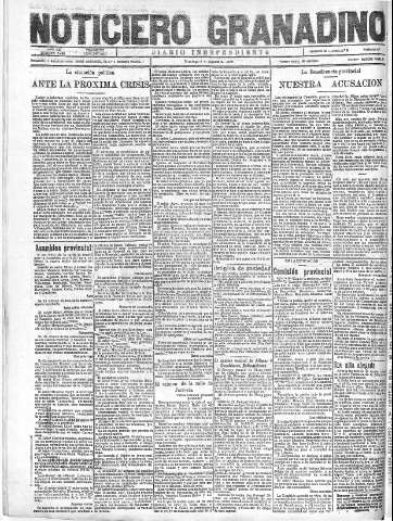 'Noticiero Granadino' - Año XX Número 6498  - 1923 Agosto 05