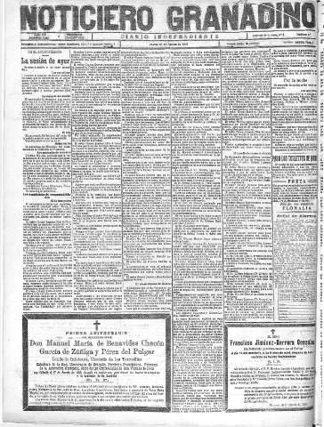 'Noticiero Granadino' - Año XX Número 6507  - 1923 Agosto 16